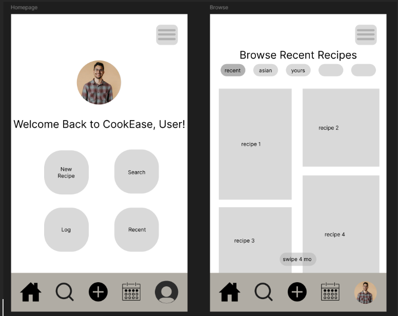 CookEase Homepage Wireframe